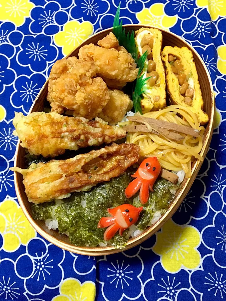 茶色弁当
でも好物ばかりだしオッケー？


※唐揚げ
※磯辺揚げ 天つゆ
※納豆玉子焼き
※和風パスタ
※チビッ子ソーセー人


茶色弁当は美味しいからね👌
さてさて火曜日ファイト⤴︎⤴︎









高田馬場|にゃおさん