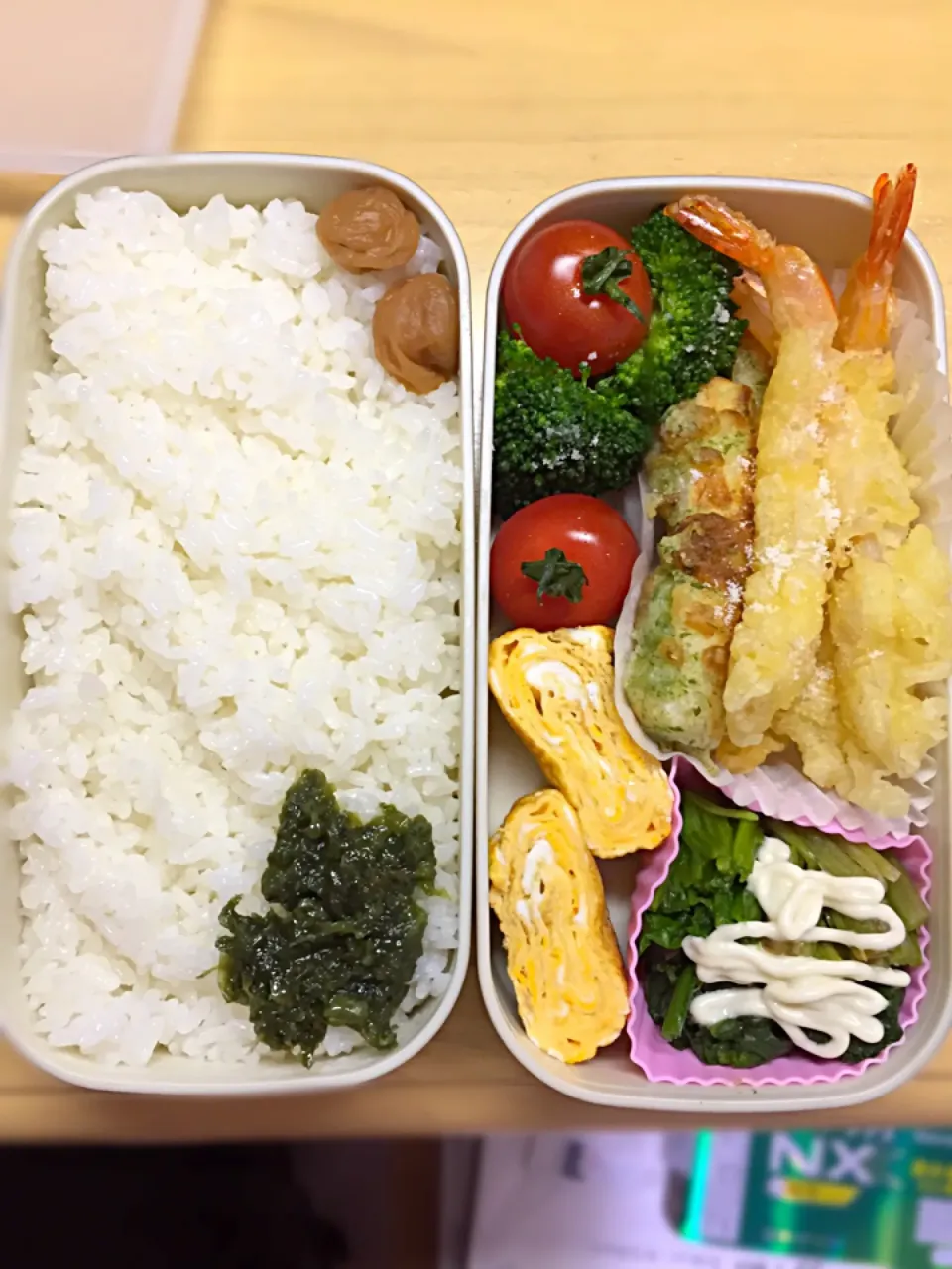 今日のお弁当
天ぷら・ほうれん草おひたし・卵焼き|2493さん