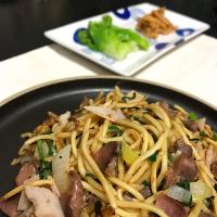 砂ずりレンコンの塩焼きそば