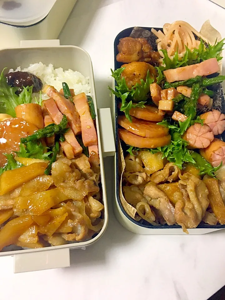 #旦那#私#お弁当#息子学校休み#私のお弁当おかず全部乗せ|yukonbuさん