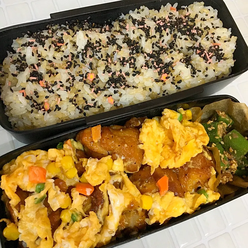 唐揚げ卵とじ弁当|ぶうさん