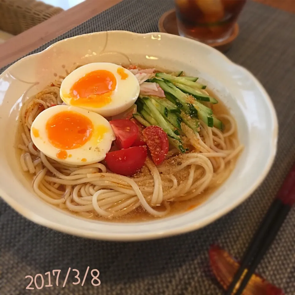 韓国冷麺風ぶっかけうどん#五島うどん|𓇼 Ⓢ Ⓗ Ⓘ Ⓝ Ⓞ Ⓑ Ⓤ 𓇼さん