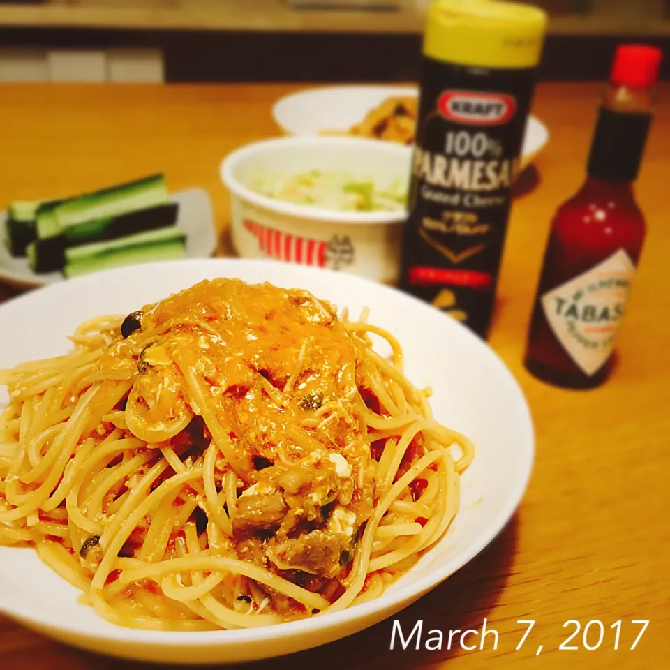 Snapdishの料理写真:夜食パスタ|むぎこさん