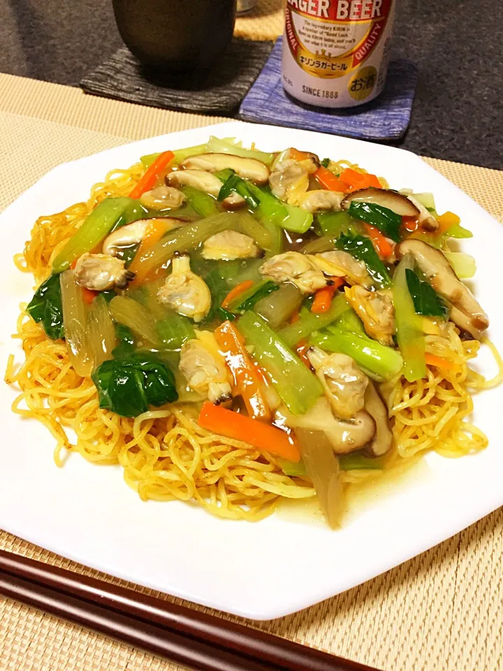 あさりのあんかけ焼きそば|ほっけまんさん