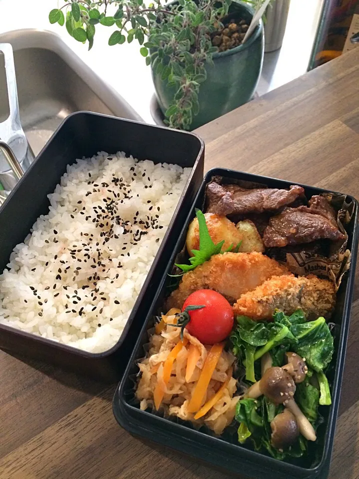 鱈のフライ焼肉弁当|二キィさん