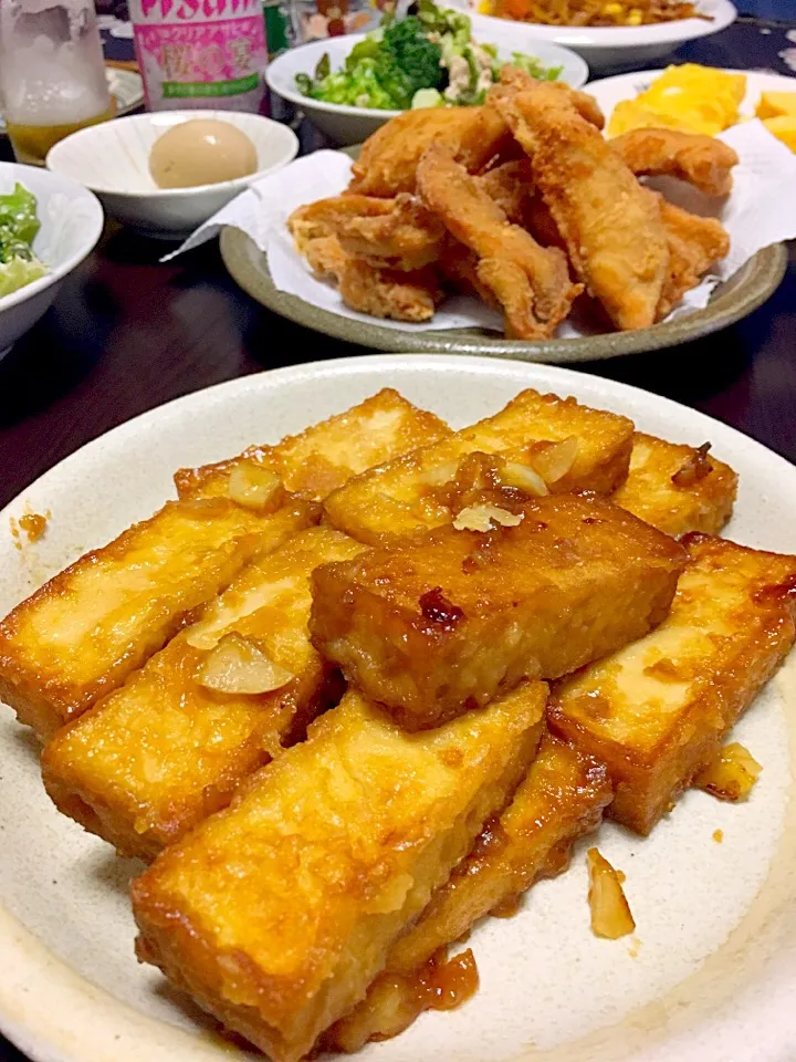 厚揚げの照り焼き♡ 胸肉の塩唐揚げ♡|yumikoさん