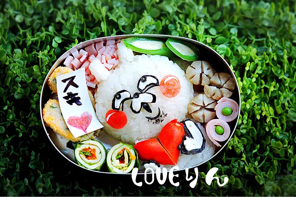 ラインスタンプより激しく動く顔芸ウサギのお弁当|LOVEりんさん