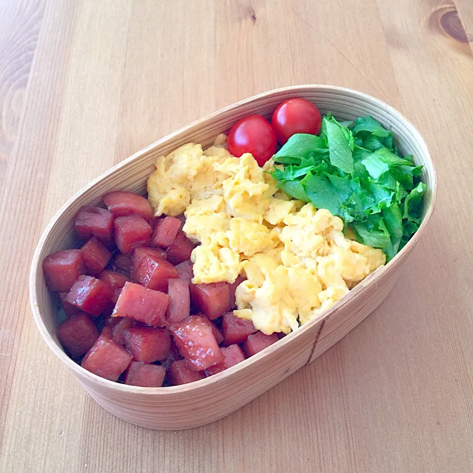 #今日のお弁当  #わっぱ弁当 #手抜き弁当  我が家の手抜き定番弁当♪ ＊甘辛スパム丼 です◡̈|@mano*さん