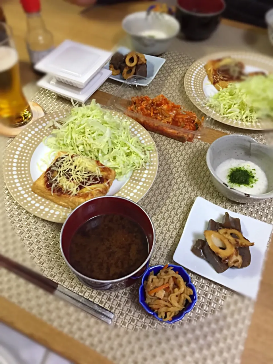 今日の晩御飯
厚揚げのハンバーグ風・長いもとろろ・竹輪こんにゃく煮・切り干し大根|2493さん