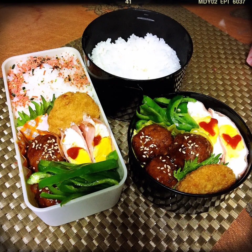 #昼ご飯 #お弁当 

今日の主人と息子のお弁当🍱|renharuruさん