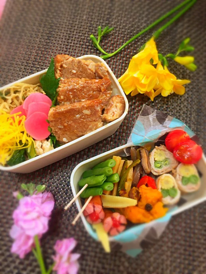 今日のお弁当〜ピンクと黄色とお花〜
#お弁当 #お弁当記録 #タンポポ巻き|sa12aiさん