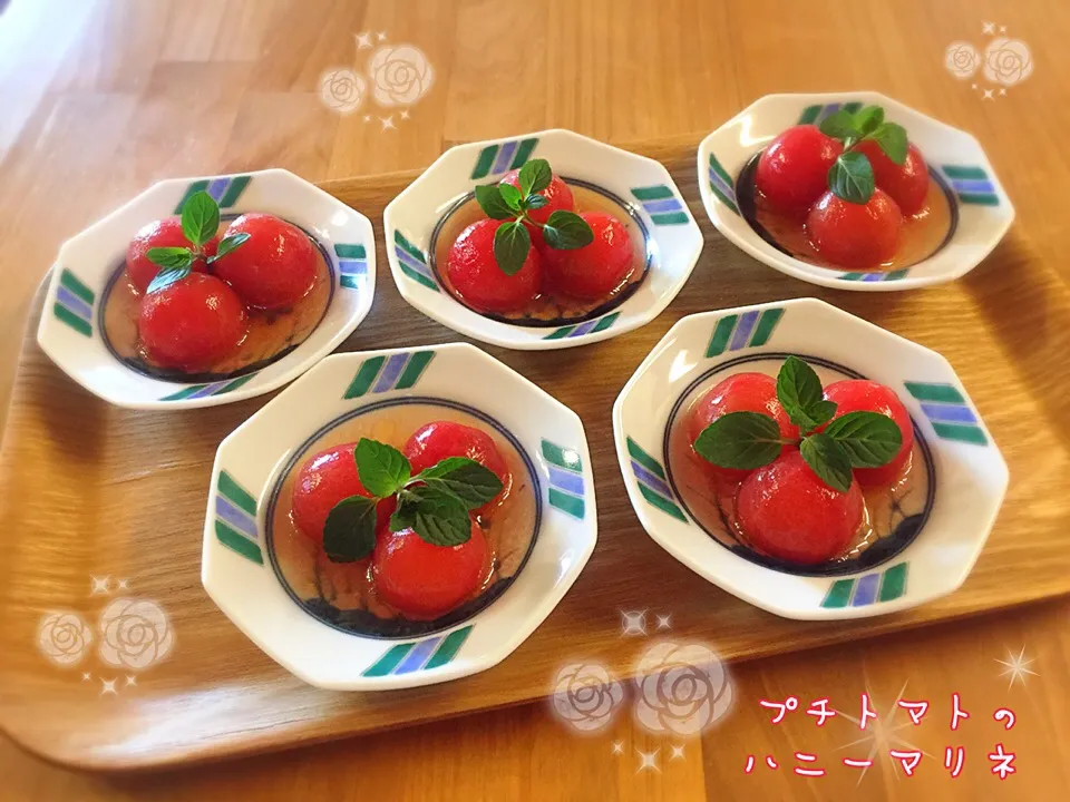 Snapdishの料理写真:プチトマトのハニーマリネ🍅|こずえ⑅◡̈*さん