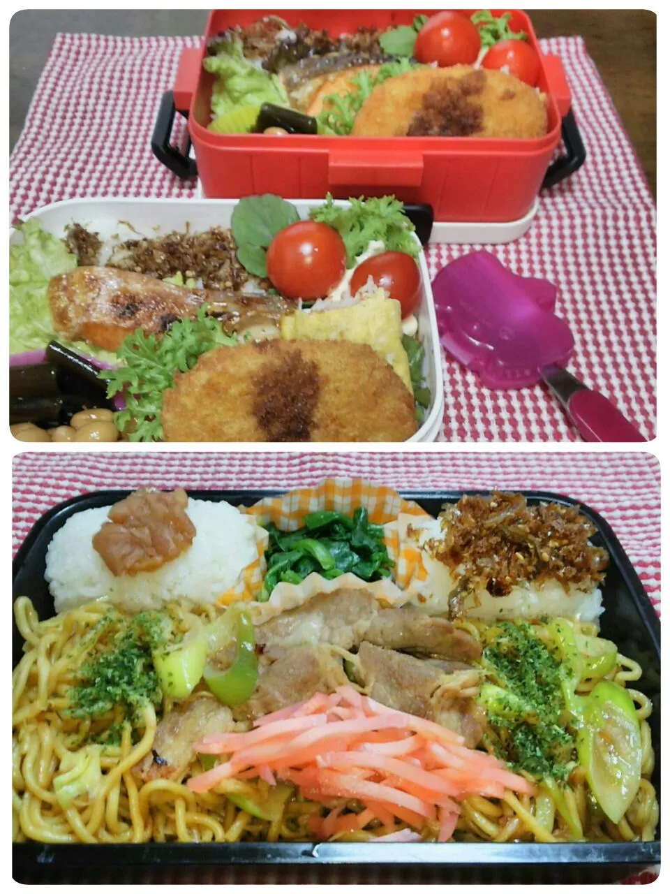 Snapdishの料理写真:娘、私弁当と
    旦那夜勤弁当🍱|miimiさん