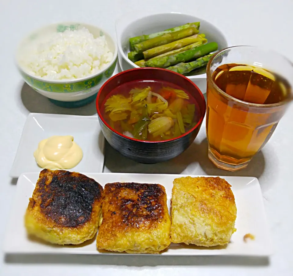 油揚げコロッケ
アスパラガスボイル
トマトスープ|時雨さん