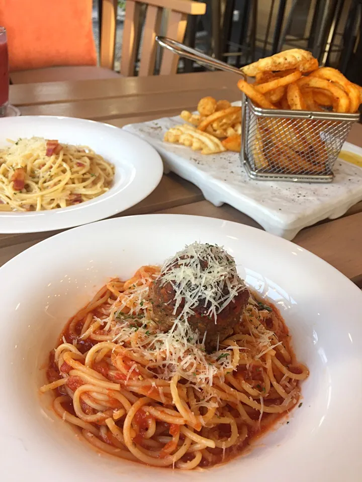 mixed fried, pasta meatball & spaghetti carbonara|Cloudy Gさん