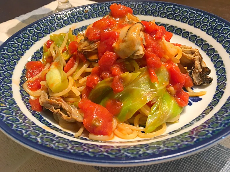 牡蠣のトマトソースパスタ|モトミさん