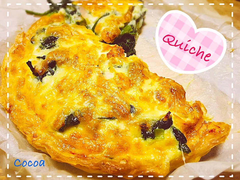 Snapdishの料理写真:Quiche  - フランスのお惣菜 ネギとほうれん草とベーコンのキッシュ|cocoaさん