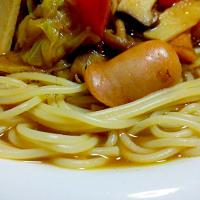 残ったカレーをプチ整形！カレースープパスタ🍝