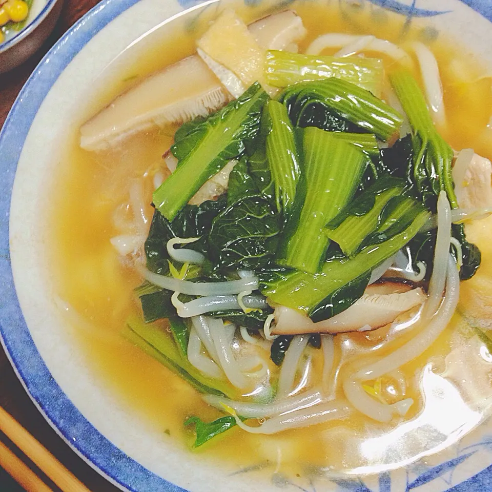 ほうれん草ともやし、鶏肉やしいたけ色々のあんかけうどん|_tsvietさん