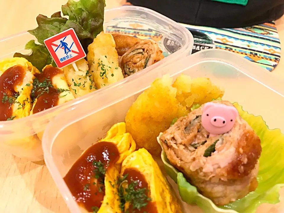 明日のお弁当！
カズキ君もお弁当デビュー！
明日からは二人分のお弁当(*^^*)！
私はオニギリだけわ頑張るぞ！（笑）|カズキ君の料理🍳😋💕たまに私🤓さん