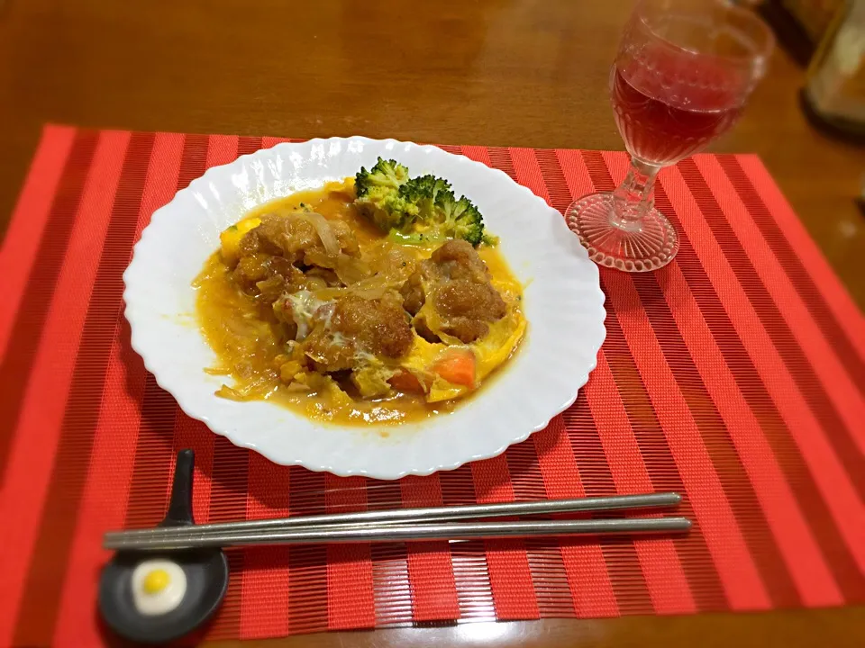 鳥唐揚と玉子の親子丼（＾◇＾）|マニラ男さん