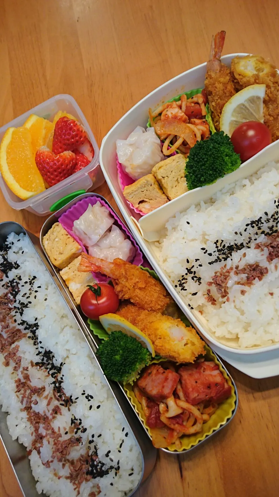 3月13日エビフライとトマトバジルパスタ弁当|あけみさん