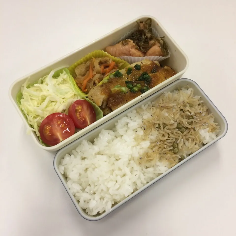 弁当（チキンステーキおろしポン酢、明太子昆布、切り干し大根、コールスローサラダ、ちりめん山椒）|SasaMasa213さん