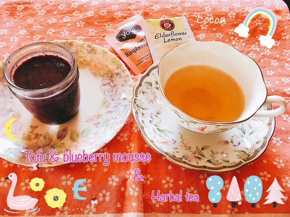 kumikoさんの料理 簡単お豆腐ブルーベリームース💕とハーブティー🍵|cocoaさん