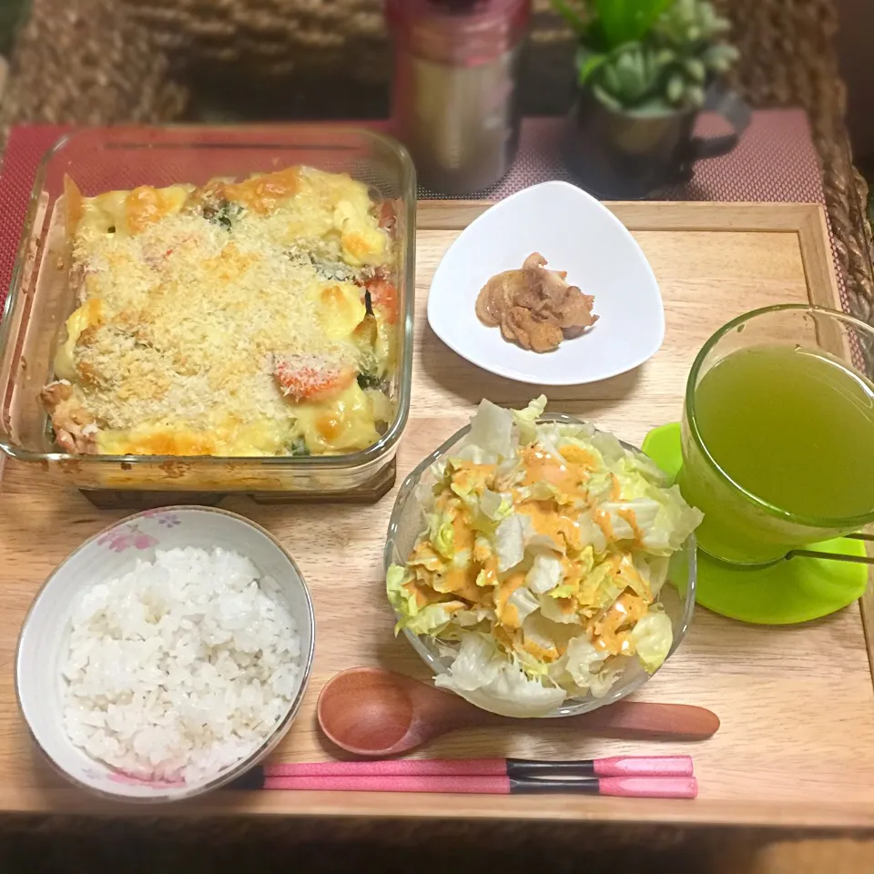 豆乳で❤チキンとお豆腐のヘルシーグラタン！|いず⋈ + ゜さん