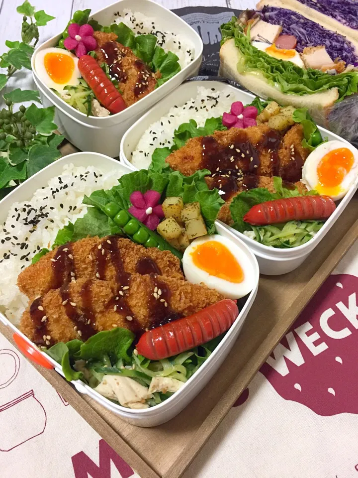 Snapdishの料理写真:チキンカツ弁当&わんぱくサンド|サリーさん