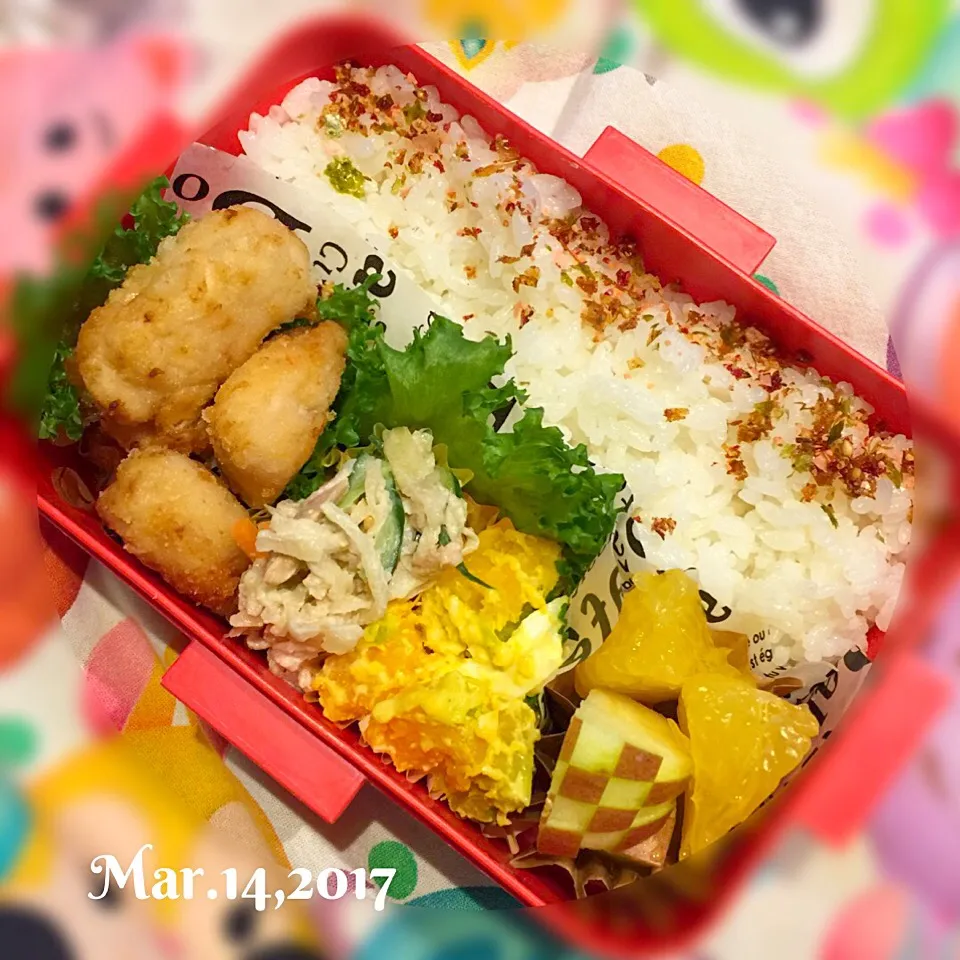 本日の#女子中学生弁当 は、ささみの竜田揚げ|Hiroko Kさん