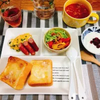 Snapdishの料理写真:モーニング#お弁当の残り#ミネストローネ|まこてりさん