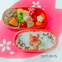 Snapdishの料理写真:今年度最後のお弁当🍱ゆるウサギ🐰|kiyoさん