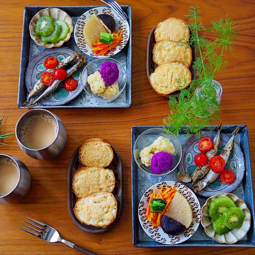 明太子パンとカラフル朝ご飯。|@chieko_tanabe_さん