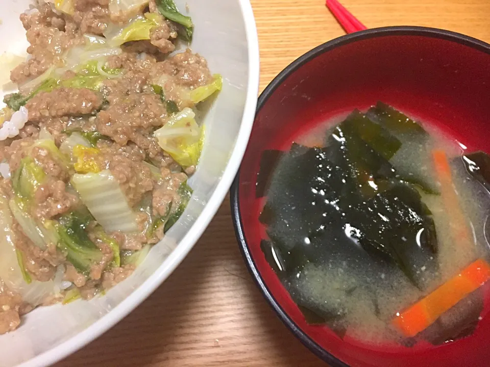 白菜とミンチのあんかけ丼|lapinさん