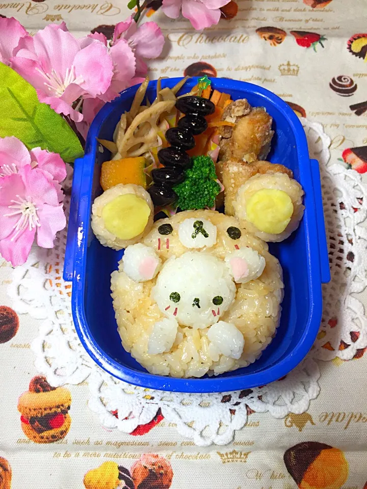 Snapdishの料理写真:リラックマのドーナツおにぎりお弁当☆|makoryuneさん