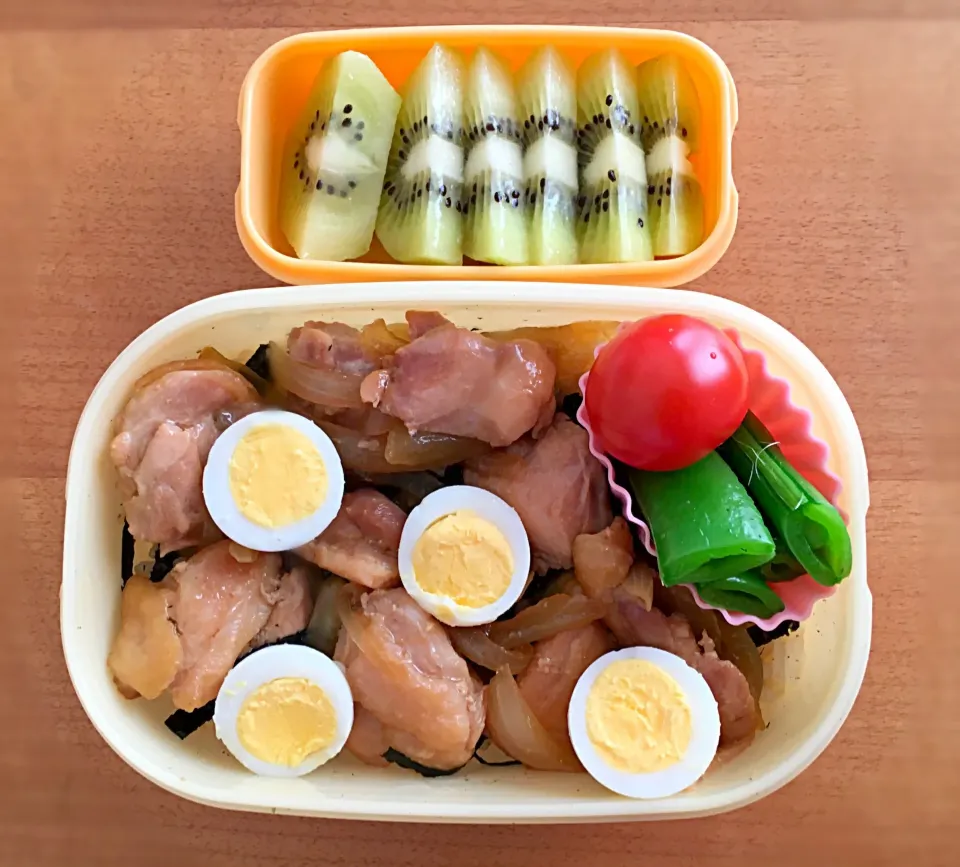 今日のお弁当#照りたま丼#テリヤキ#うずら#キウイ#おべんとう|ぴのさん