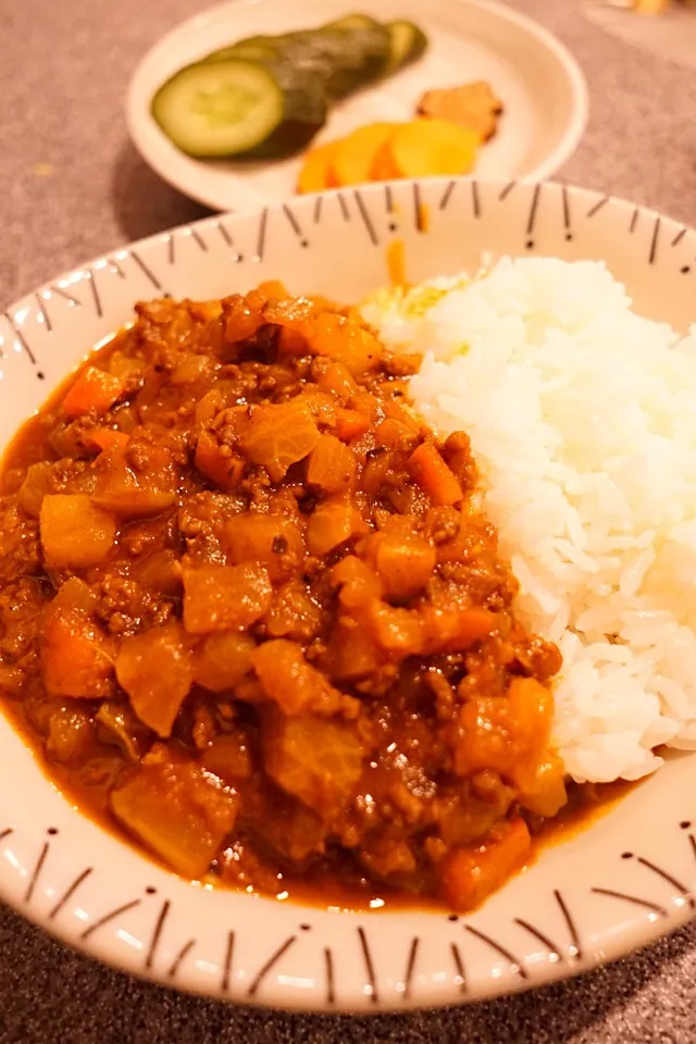 和風キーマカレー。
おでんの残り汁で作りました。|ユキ❄︎ミライさん