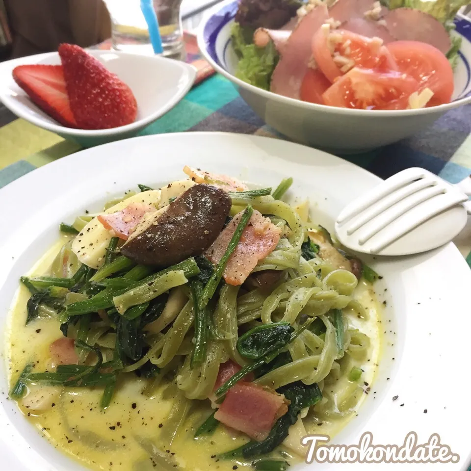 ダブルほうれん草パスタ🍴♡|🇯🇵ともこちゃん。さん