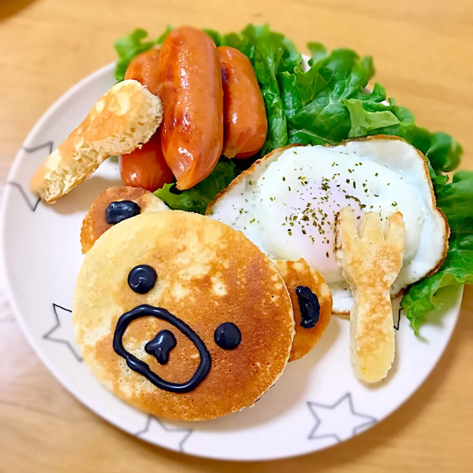 Snapdishの料理写真:くまさんホットケーキプレート|リーたむさん