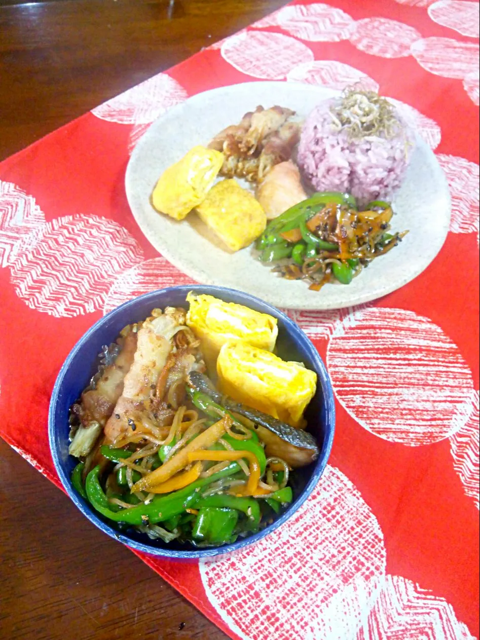 今日の旦那さまお弁当と自分lunchプレート(●´ω`●)|さくたえさん