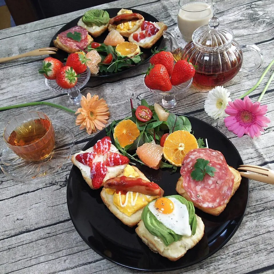 オープンサンドで朝ごはん🌄🍴|シュワシュワキッチンさん