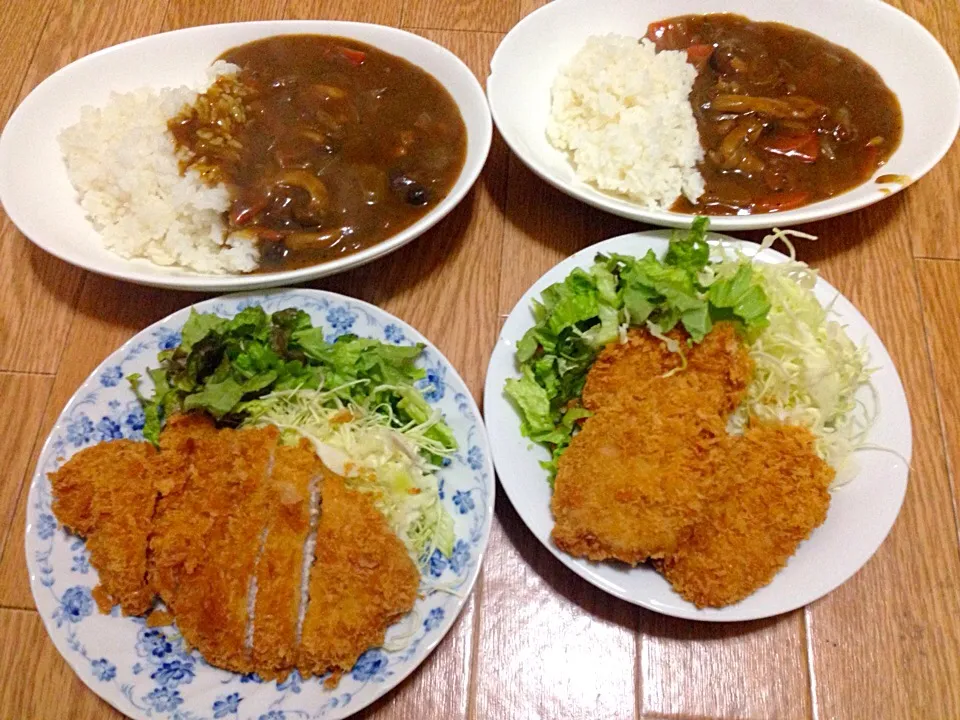 がっつり晩御飯カツカレー♥️|ちゃびきゅさん