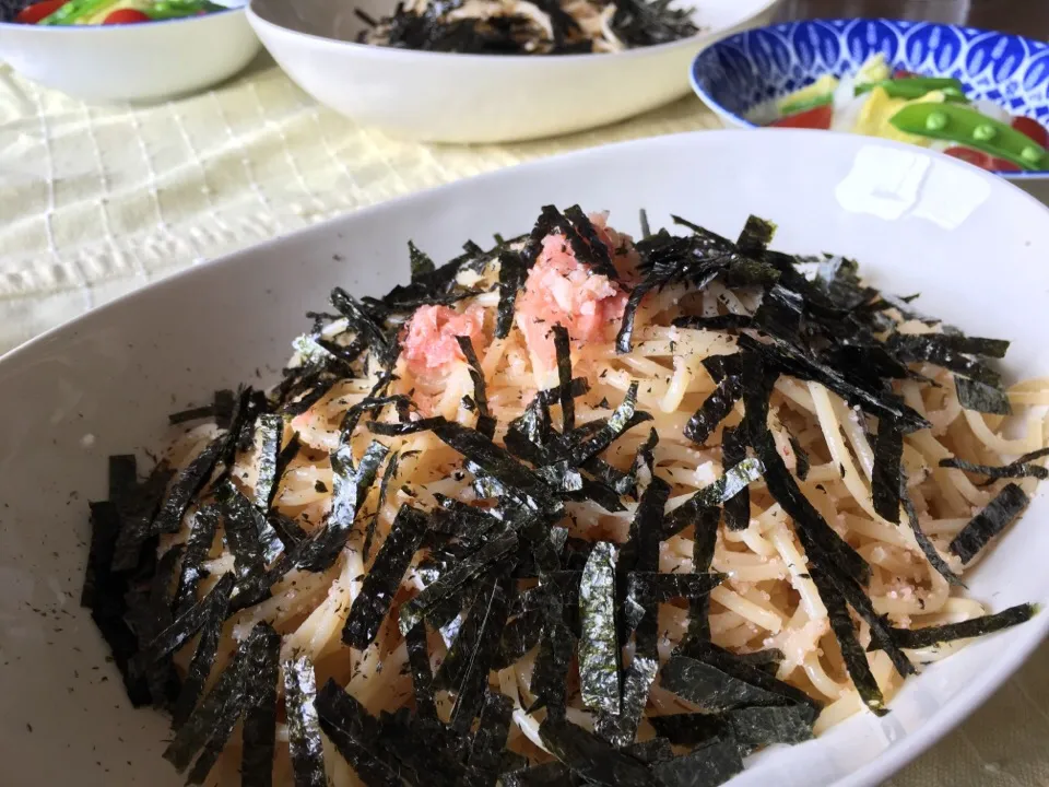 Snapdishの料理写真:海苔だらけで最早黒々しい…たらこパスタ。#ランチ#パスタ|かなた3120さん