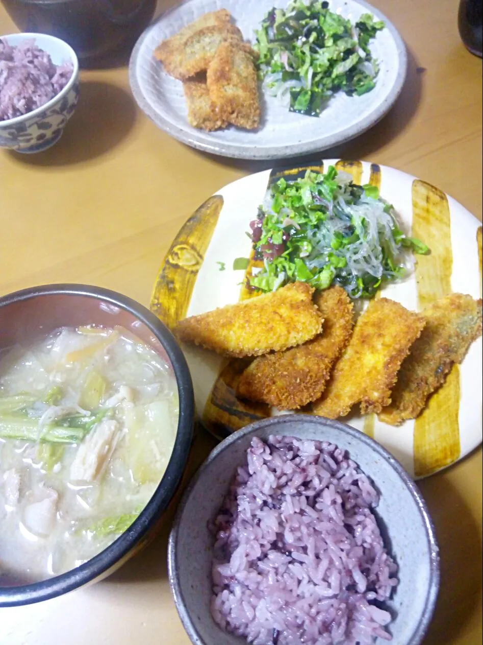 アジフライと豚汁定食(*´ч ` *)|さくたえさん