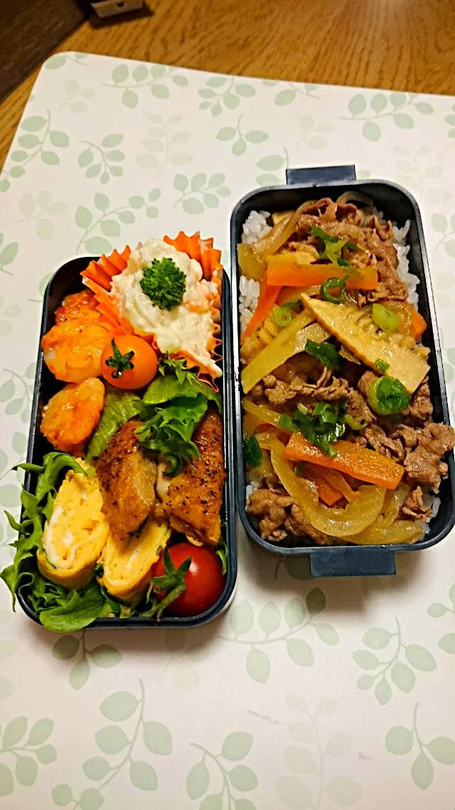 Snapdishの料理写真:牛肉たけのこ丼🍜弁当|ニコさん