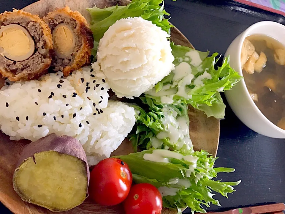 Snapdishの料理写真:午前授業の日のワンプレートランチ|うさぱんださん