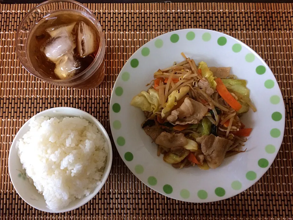 豚肉野菜炒めご飯|ばーさんさん