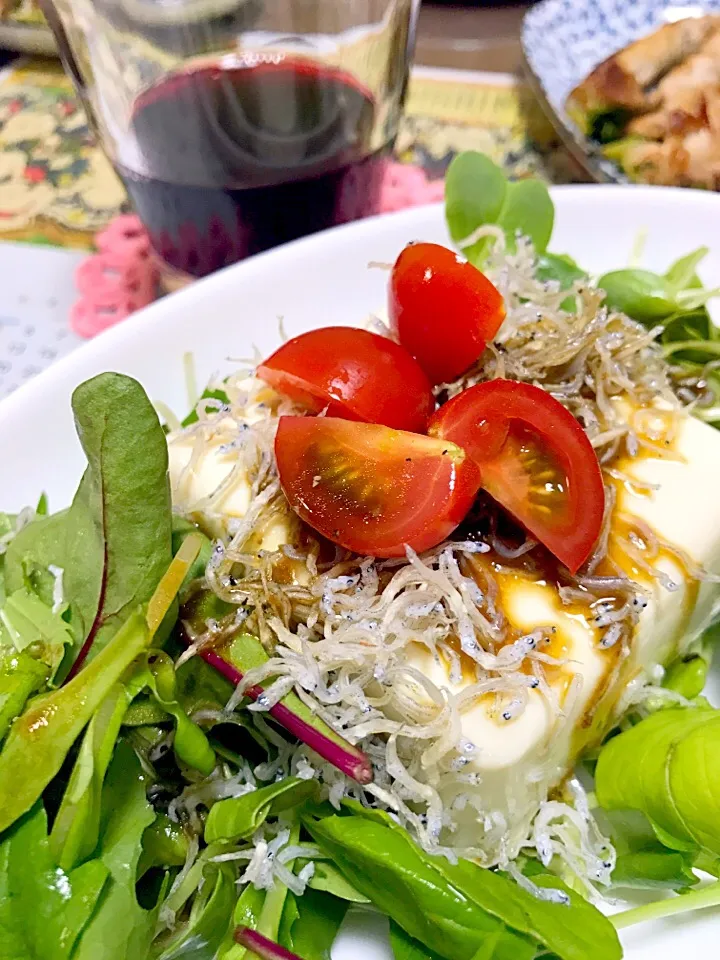 Today's 豆腐 salad with 海苔 dressing|JUNKOさん