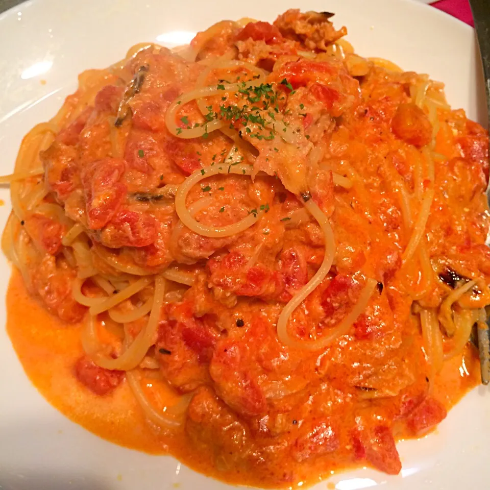 きのことツナのトマトクリームパスタ|Non.さん